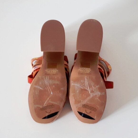 NWOT Free People leather suede floral embroidered strap cork platform mules - Picture 12 of 12